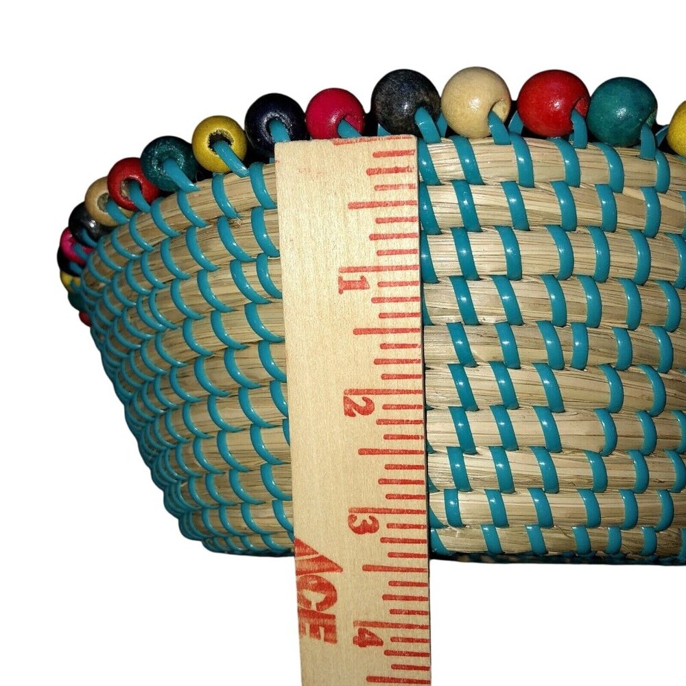 Colorful Woven Chips & Salsa Basket Set w/ Novogratz Melamine Bowls Used - Picture 7 of 16